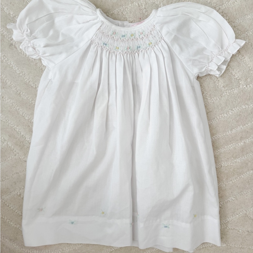 Petit Ami White Smocked Dress